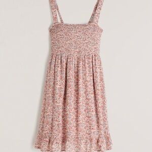 Abercrombie smocked square neck mini dress (pink pattern)